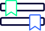Two stylised bookmark icons
