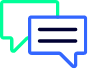 Two overlapping speech bubble icons, representing conversation or communication