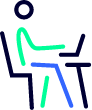 Stylised icon of a seated person